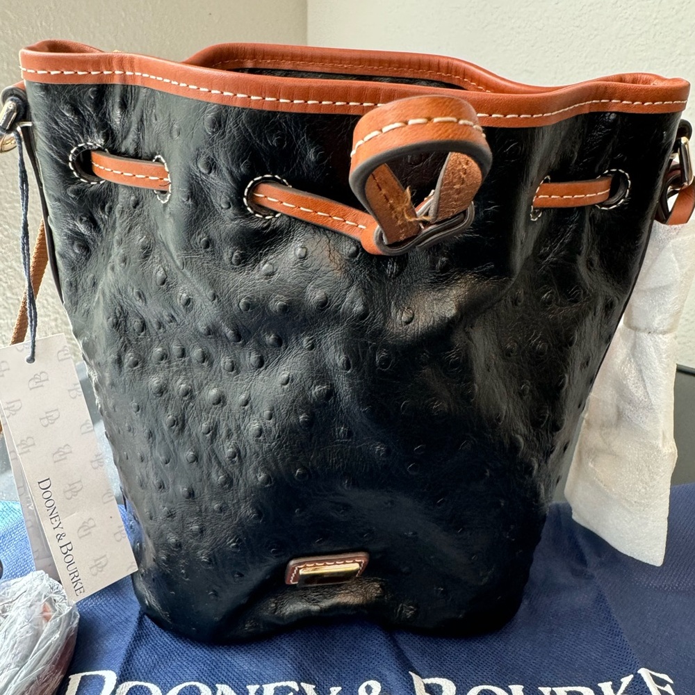 Dooney & Bourke Ostrich Small Drawstring - Picture 3 of 12